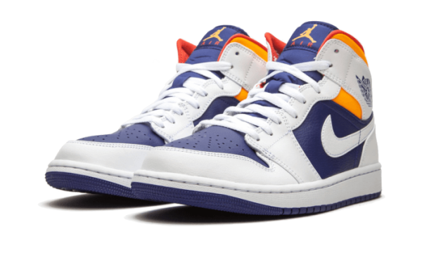 Pandabuy Air Jordan 1 Mid White Laser Orange Deep Royal Blue