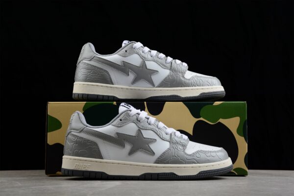 Bape Sta Low-Top Sneakers In White And Gray