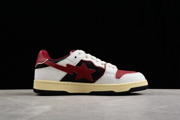 Bape Sta Low Top Sneakers In Red, White, And Black