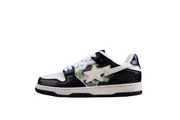 Bape Sta Low-Top Sneakers In Black, White, And Camo