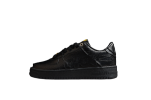 BAPE STA Low-Top Black Croc-Embossed Sneakers