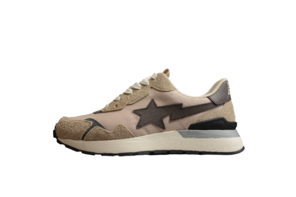 Bape Sta Retro Runner Beige And Brown Sneakers