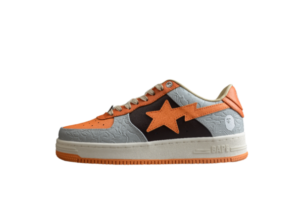 Bape Sta Low-Top Orange And Grey Sneakers