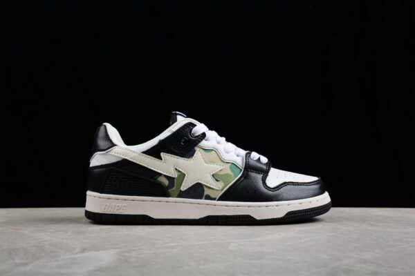 Bape Sta Low-Top Sneakers In Black, White, And Camo