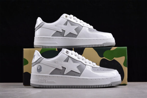 Bape Sta Low-Top Sneakers In White And Grey