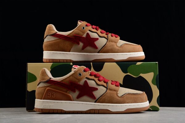 Bape Sta Low-Top Sneakers In Red And Brown