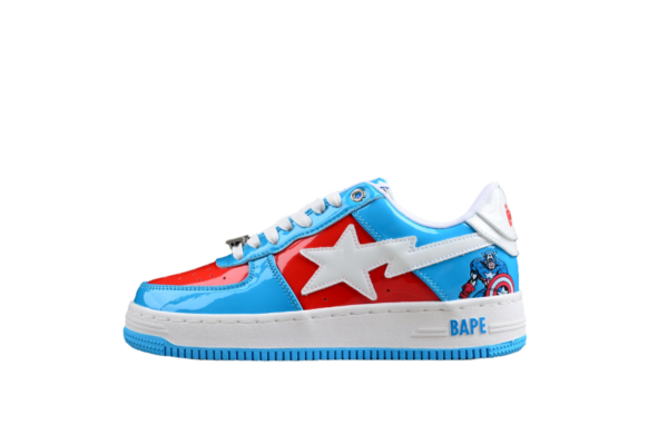 Bape Sta Low-Top Sneakers In Blue And Red Captain America Edition