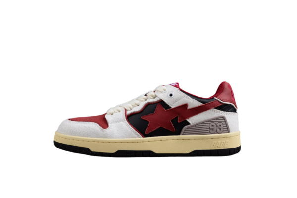 Bape Sta Low Top Sneakers In Red, White, And Black