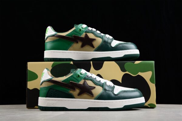 Bape Sta Low-Top Sneakers In Green And Brown