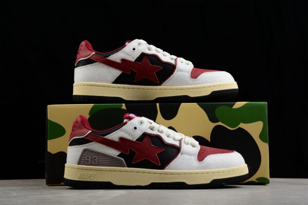 Bape Sta Low Top Sneakers In Red, White, And Black