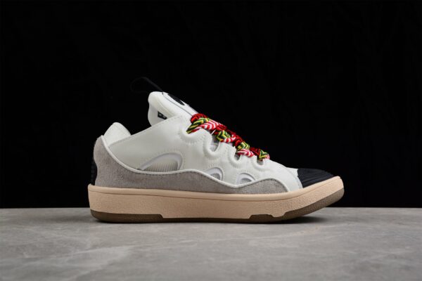 White Low Top Sneakers With Multicolor Laces