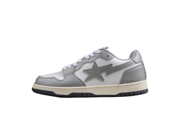 Bape Sta Low-Top Sneakers In White And Gray